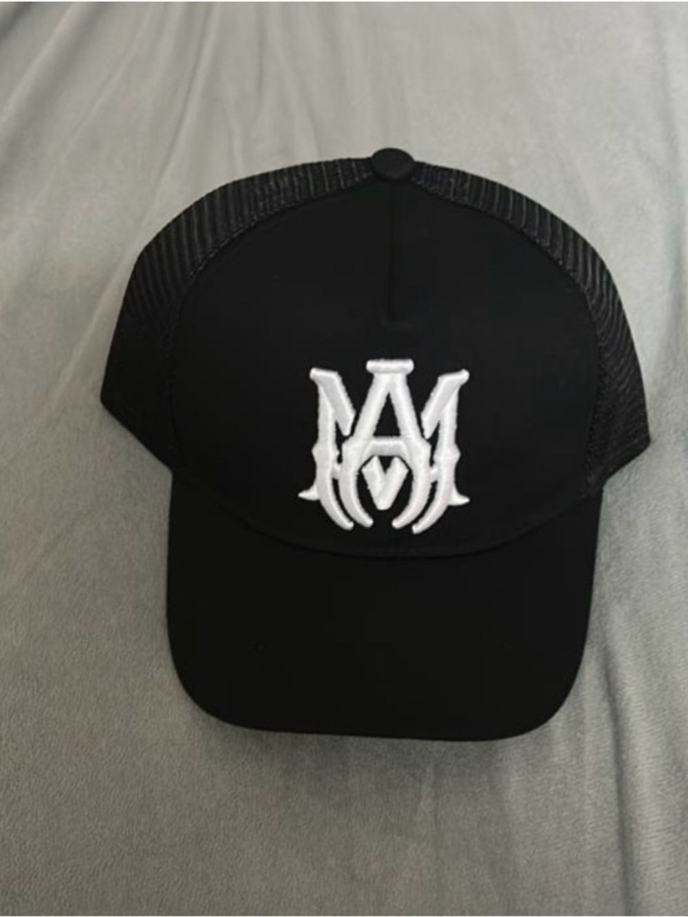 AMIRI Black Trucker Hat with White Logo